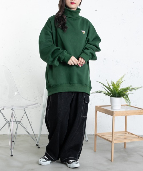 PairPair(ペアペア)の「裏起毛ワッペン付きハイネックプルオーバー(ユニセックス)(スウェット・レディース・グリーン/ブラック/グレイッシュブルー・FREE)」の19枚目の写真