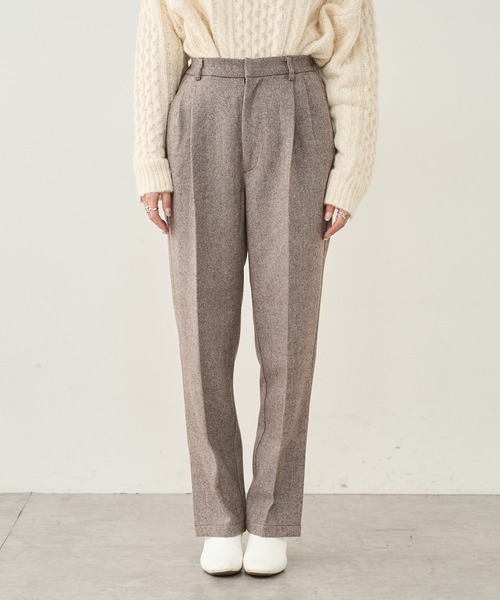 PUAL CE CIN（ピュアルセシン）の「【Du noir】ヘリンボーンサイドスリットパンツ（スラックス・レディース・グレー系その他/ブラウン系その他・FREE）」の13枚目の写真