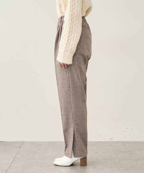 PUAL CE CIN（ピュアルセシン）の「【Du noir】ヘリンボーンサイドスリットパンツ（スラックス・レディース・グレー系その他/ブラウン系その他・FREE）」の4枚目の写真