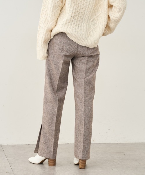 PUAL CE CIN（ピュアルセシン）の「【Du noir】ヘリンボーンサイドスリットパンツ（スラックス・レディース・グレー系その他/ブラウン系その他・FREE）」の8枚目の写真