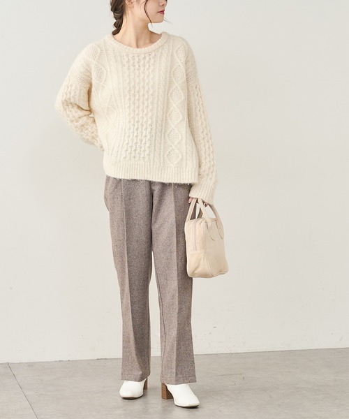 PUAL CE CIN（ピュアルセシン）の「【Du noir】ヘリンボーンサイドスリットパンツ（スラックス・レディース・グレー系その他/ブラウン系その他・FREE）」の12枚目の写真