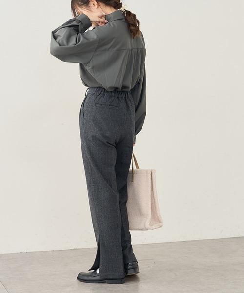 PUAL CE CIN（ピュアルセシン）の「【Du noir】ヘリンボーンサイドスリットパンツ（スラックス・レディース・グレー系その他/ブラウン系その他・FREE）」の20枚目の写真