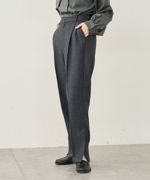 PUAL CE CIN（ピュアルセシン）の「【Du noir】ヘリンボーンサイドスリットパンツ（スラックス・レディース・グレー系その他/ブラウン系その他・FREE）」の18枚目の写真