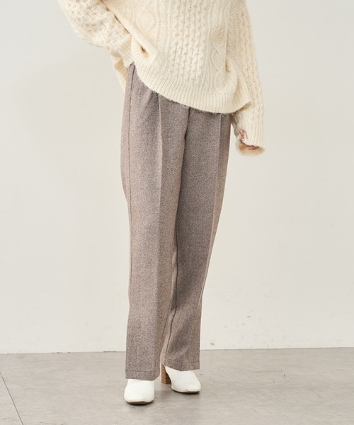 PUAL CE CIN（ピュアルセシン）の「【Du noir】ヘリンボーンサイドスリットパンツ（スラックス・レディース・グレー系その他/ブラウン系その他・FREE）」の5枚目の写真