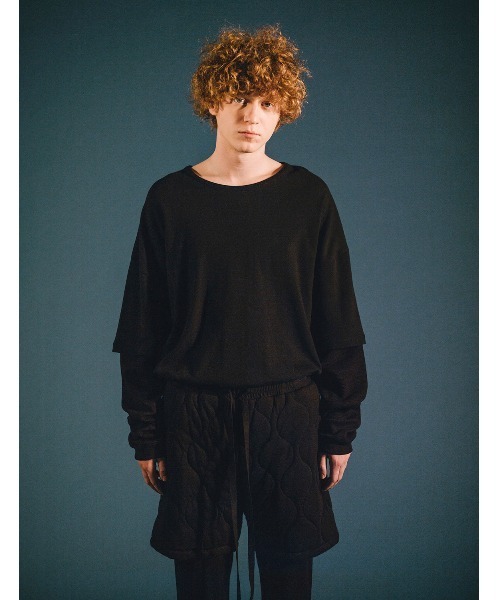 MR.GENTLEMAN(ミスタージェントルマン)の「【MISTERGENTLEMAN × GELATO PIQUE HOMME】LAYERED THERMAL SLEEVE TEE(Tシャツ/カットソー・メンズ・ブラック/グレー・MEDIUM/LARGE)」の2枚目の写真