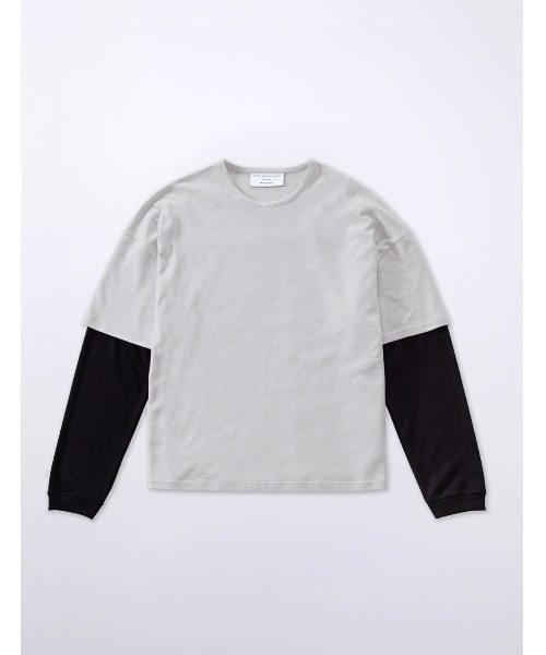 MR.GENTLEMAN(ミスタージェントルマン)の「【MISTERGENTLEMAN × GELATO PIQUE HOMME】LAYERED THERMAL SLEEVE TEE(Tシャツ/カットソー・メンズ・ブラック/グレー・MEDIUM/LARGE)」の3枚目の写真
