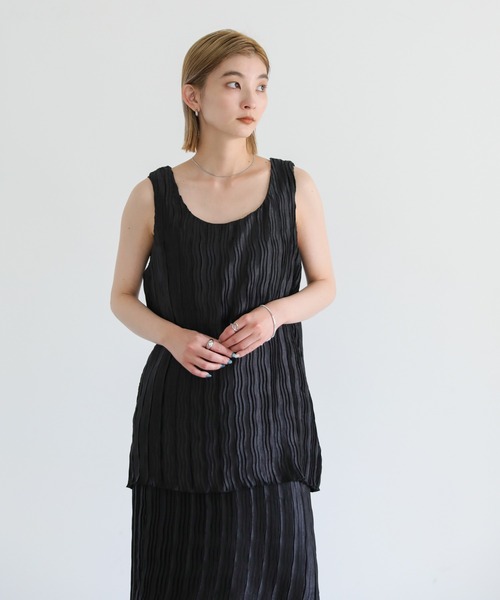 select MOCA（セレクトモカ）の「ノースリーブクリンクルセットアップ（セットアップ・レディース・ブラック/ブルー/グレイッシュベージュ・FREE）」の13枚目の写真