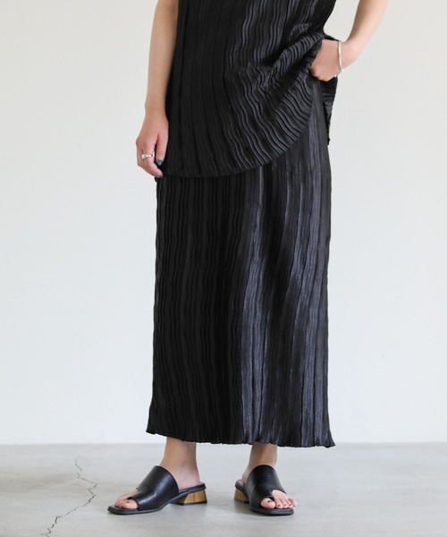 select MOCA（セレクトモカ）の「ノースリーブクリンクルセットアップ（セットアップ・レディース・ブラック/ブルー/グレイッシュベージュ・FREE）」の14枚目の写真