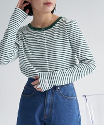 リングスナップボーダーTシャツ/2WAY着用可能