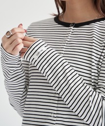 リングスナップボーダーTシャツ/2WAY着用可能
