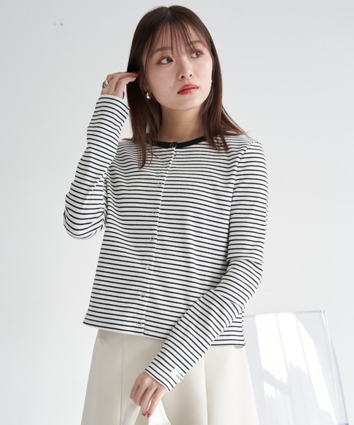 VANNIE U(ヴァニーユー)の「リングスナップボーダーTシャツ/2WAY着用可能(Tシャツ/カットソー・レディース・ブラック/レッド/イエロー/グリーン・FREE)」の17枚目の写真