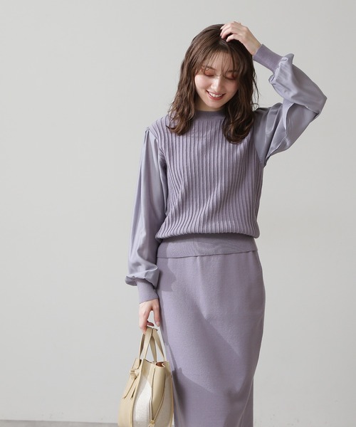 N.（N. Natural Beauty Basic）（エヌエヌナチュラルビューティーベーシック）の「◆ドッキングニットセットアップ（ワンピース・レディース・イエロー/ベージュ/グレー・MEDIUM）」の4枚目の写真