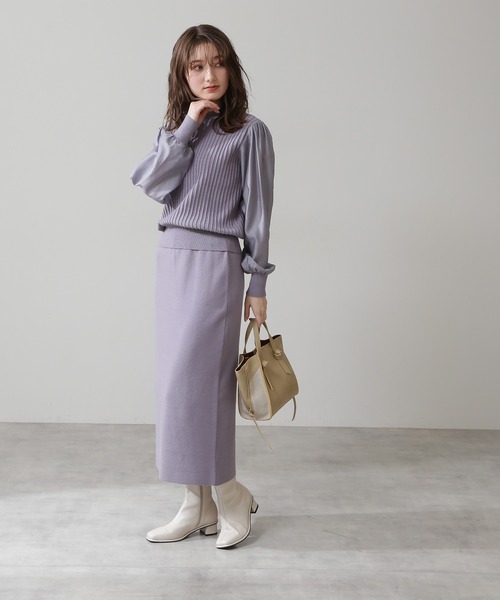 N.（N. Natural Beauty Basic）（エヌエヌナチュラルビューティーベーシック）の「◆ドッキングニットセットアップ（ワンピース・レディース・イエロー/ベージュ/グレー・MEDIUM）」の6枚目の写真