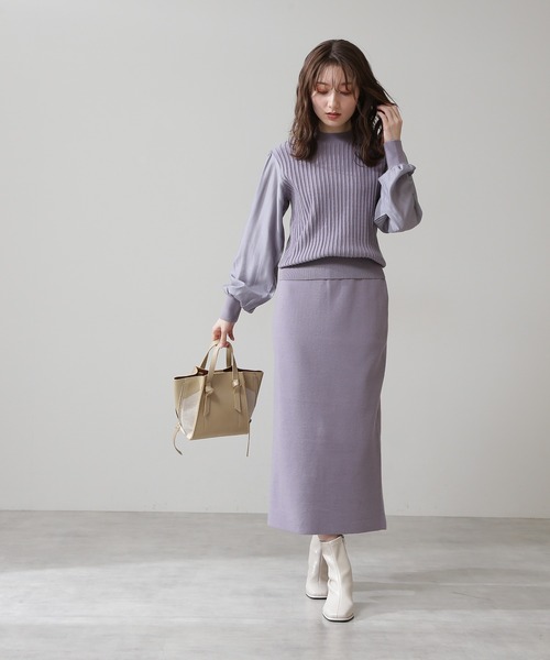 N.（N. Natural Beauty Basic）（エヌエヌナチュラルビューティーベーシック）の「◆ドッキングニットセットアップ（ワンピース・レディース・イエロー/ベージュ/グレー・MEDIUM）」の12枚目の写真