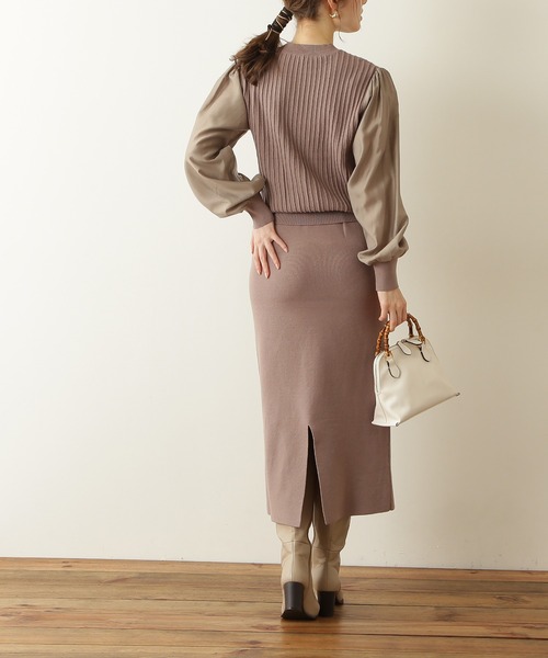 N.（N. Natural Beauty Basic）（エヌエヌナチュラルビューティーベーシック）の「◆ドッキングニットセットアップ（ワンピース・レディース・イエロー/ベージュ/グレー・MEDIUM）」の13枚目の写真