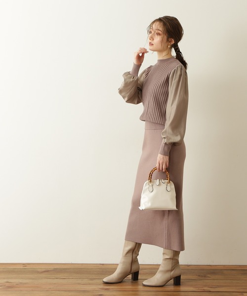 N.（N. Natural Beauty Basic）（エヌエヌナチュラルビューティーベーシック）の「◆ドッキングニットセットアップ（ワンピース・レディース・イエロー/ベージュ/グレー・MEDIUM）」の14枚目の写真