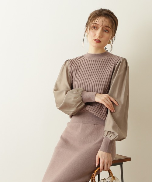 N.（N. Natural Beauty Basic）（エヌエヌナチュラルビューティーベーシック）の「◆ドッキングニットセットアップ（ワンピース・レディース・イエロー/ベージュ/グレー・MEDIUM）」の8枚目の写真