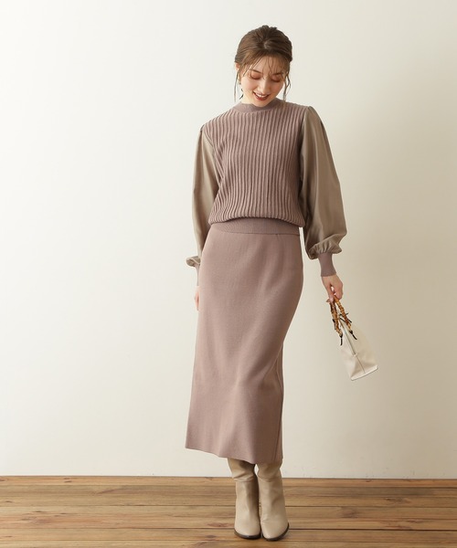 N.（N. Natural Beauty Basic）（エヌエヌナチュラルビューティーベーシック）の「◆ドッキングニットセットアップ（ワンピース・レディース・イエロー/ベージュ/グレー・MEDIUM）」の10枚目の写真