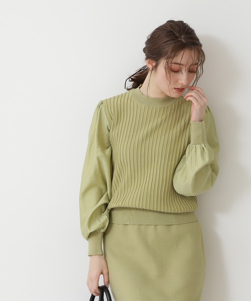 N.（N. Natural Beauty Basic）（エヌエヌナチュラルビューティーベーシック）の「◆ドッキングニットセットアップ（ワンピース・レディース・イエロー/ベージュ/グレー・MEDIUM）」の5枚目の写真