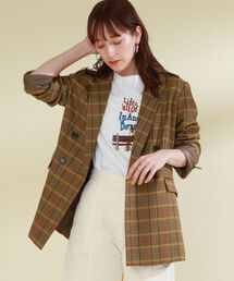 Ray BEAMS | Ray BEAMS / チェック 4ボタン ダブル ジャケット(テーラードジャケット)