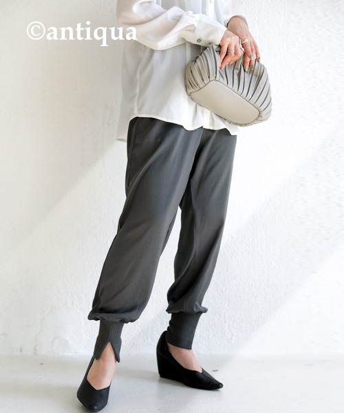 antiqua(アンティカ)の「美脚見せ叶う♪リブ付きサテン生地パンツ(その他パンツ・レディース・ブラック/グレー/カーキ・M/L)」の21枚目の写真