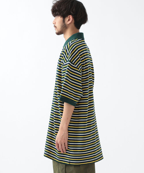 FRED PERRY(フレッドペリー)の「FRED PERRY × BEAMS / 別注 Over Size Border Polo Shirts(ポロシャツ・メンズ・ネイビー/グリーン・MEDIUM/X-LARGE/LARGE/SMALL)」の19枚目の写真