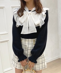 ボウタイフリルブラウスニット【ZOZOTOWN限定アイテム】