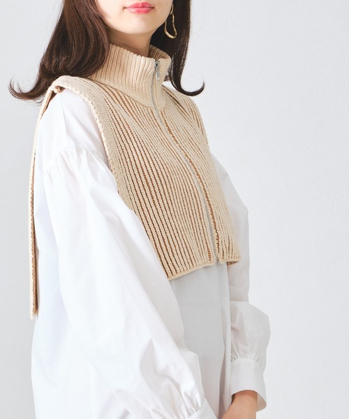 acro（アクロ）の「ジップ付き配色ニットベスト/AC1313（ベスト・レディース・ベージュ/ネイビー/オレンジ・ﾌﾘ-）」の4枚目の写真