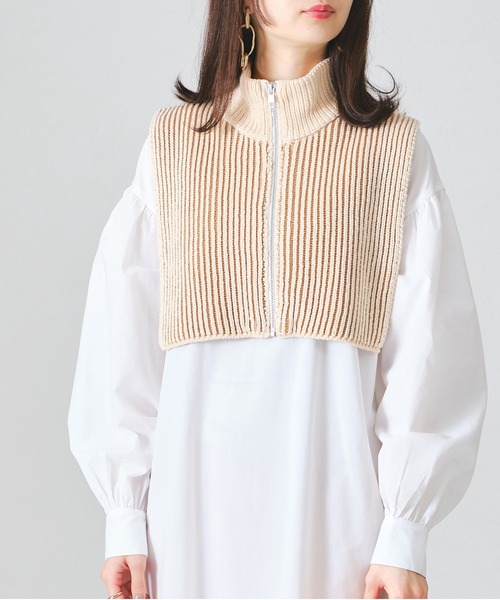 acro（アクロ）の「ジップ付き配色ニットベスト/AC1313（ベスト・レディース・ベージュ/ネイビー/オレンジ・ﾌﾘ-）」の5枚目の写真