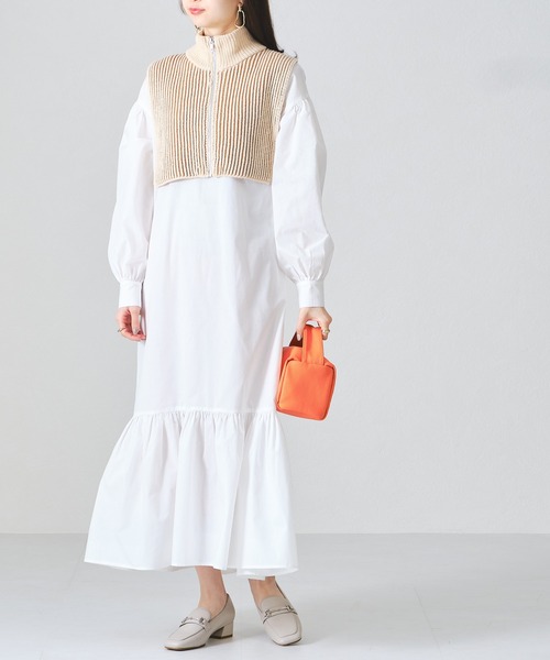 acro（アクロ）の「ジップ付き配色ニットベスト/AC1313（ベスト・レディース・ベージュ/ネイビー/オレンジ・ﾌﾘ-）」の6枚目の写真