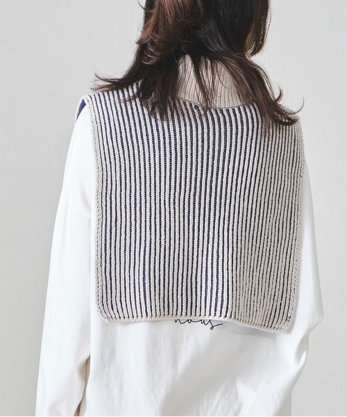 acro（アクロ）の「ジップ付き配色ニットベスト/AC1313（ベスト・レディース・ベージュ/ネイビー/オレンジ・ﾌﾘ-）」の8枚目の写真