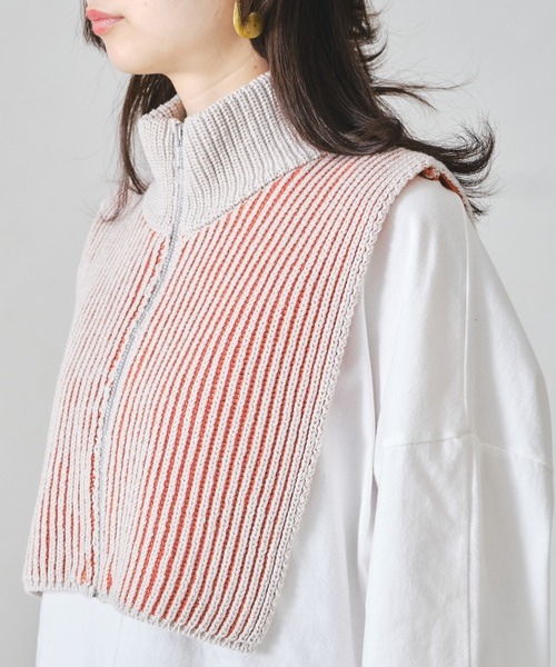 acro（アクロ）の「ジップ付き配色ニットベスト/AC1313（ベスト・レディース・ベージュ/ネイビー/オレンジ・ﾌﾘ-）」の11枚目の写真