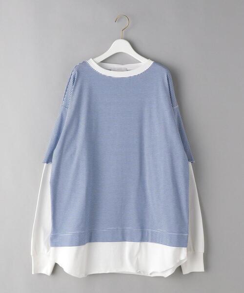 SUPP. no one else （サップノーワンエルス）の「＜SUPP.NO ONE ELSE＞レイヤード ボーダーカットソー プルオーバー -ウォッシャブル-（Tシャツ/カットソー・レディース・ライトブルー/ブラック・FREE）」の2枚目の写真