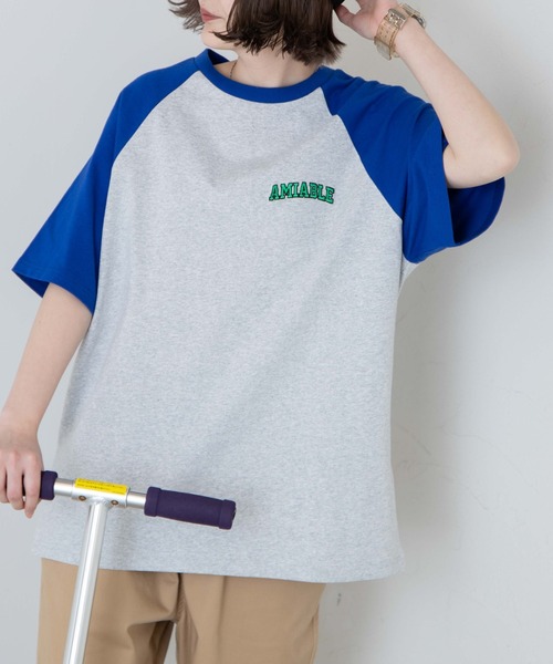 WEGO(ウィゴー)の「WEGO/グラフィックラグランBIGT(Tシャツ/カットソー・レディース・ダークグリーン/ブルー/イエロー/ブラック・SMALL/MEDIUM)」の1枚目の写真