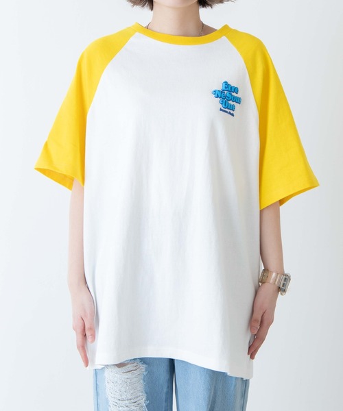 WEGO(ウィゴー)の「WEGO/グラフィックラグランBIGT(Tシャツ/カットソー・レディース・ダークグリーン/ブルー/イエロー/ブラック・SMALL/MEDIUM)」の10枚目の写真
