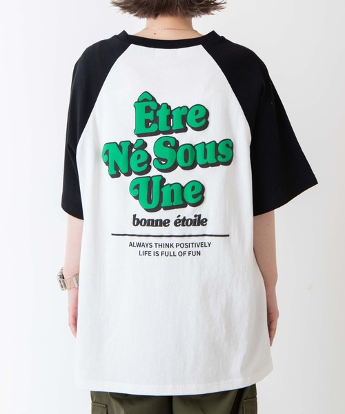 WEGO(ウィゴー)の「WEGO/グラフィックラグランBIGT(Tシャツ/カットソー・レディース・ダークグリーン/ブルー/イエロー/ブラック・SMALL/MEDIUM)」の7枚目の写真