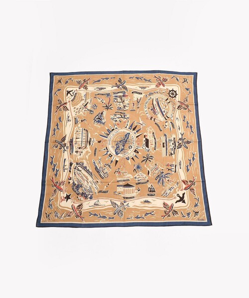 FREAK'S STORE(フリークスストア)の「Bindu/ビンドゥー Catalina Map Scarf/カタリナマップスカーフ(バンダナ/スカーフ・レディース・ブラック/ベージュ・ONE SIZE)」の2枚目の写真