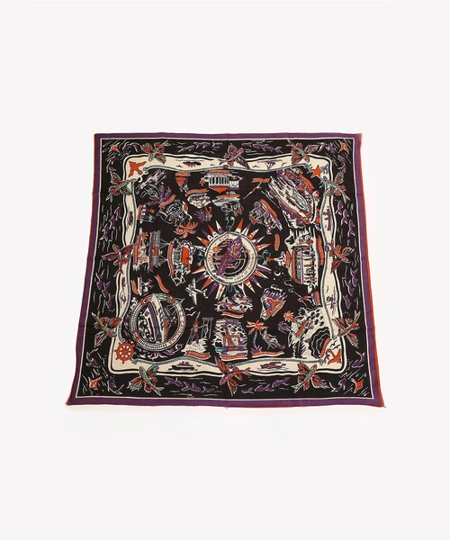 FREAK'S STORE(フリークスストア)の「Bindu/ビンドゥー Catalina Map Scarf/カタリナマップスカーフ(バンダナ/スカーフ・レディース・ブラック/ベージュ・ONE SIZE)」の1枚目の写真