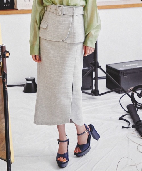 REDYAZEL（レディアゼル）の「コルセットベルト×タイトスカート（スカート・レディース・オレンジ/グリーン/グレー・SMALL/MEDIUM/XS）」の2枚目の写真