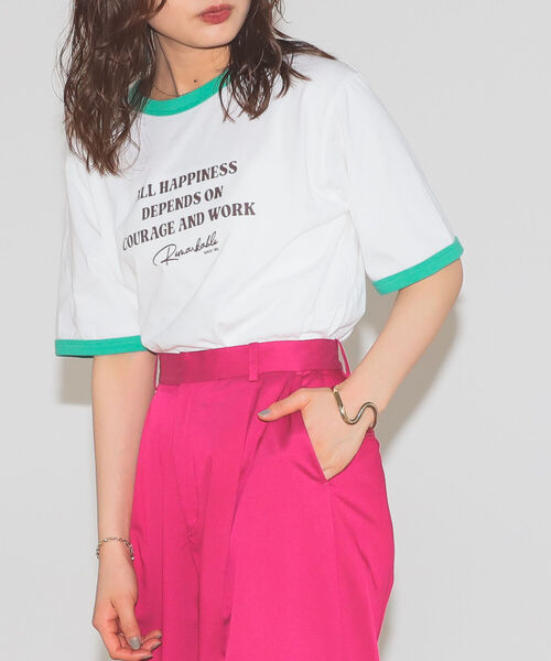 BeAMS DOT(ビームスドット)の「【WEB限定】BeAMS DOT / ロゴ リンガー Tシャツ(Tシャツ/カットソー・レディース・サックスブルー/グリーン・FREE)」の1枚目の写真