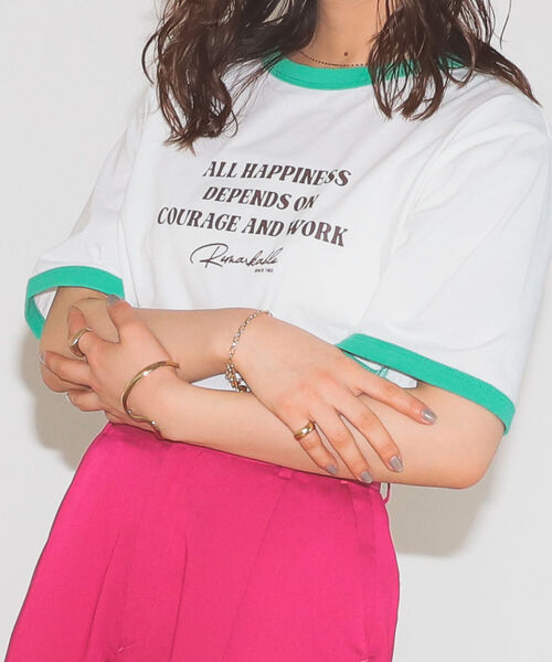 BeAMS DOT(ビームスドット)の「【WEB限定】BeAMS DOT / ロゴ リンガー Tシャツ(Tシャツ/カットソー・レディース・サックスブルー/グリーン・FREE)」の4枚目の写真