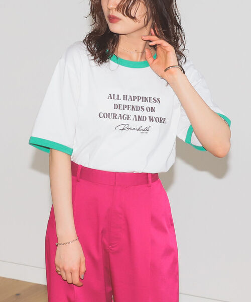 BeAMS DOT(ビームスドット)の「【WEB限定】BeAMS DOT / ロゴ リンガー Tシャツ(Tシャツ/カットソー・レディース・サックスブルー/グリーン・FREE)」の6枚目の写真
