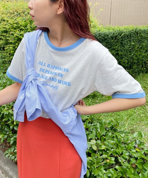 BeAMS DOT(ビームスドット)の「【WEB限定】BeAMS DOT / ロゴ リンガー Tシャツ(Tシャツ/カットソー・レディース・サックスブルー/グリーン・FREE)」の2枚目の写真