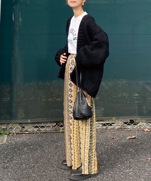 ストライプ柄 ワイドパンツ パンツ レディース ボトムス 送料