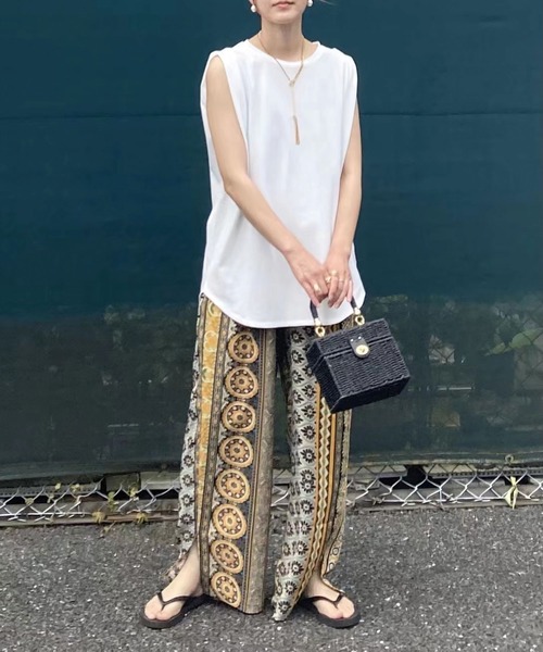 CORNERS（コーナーズ）の「CORNERS by KR　エスニックストライプワイドパンツ（その他パンツ・レディース・レッド/ピンク/イエロー/ブルー・M/L）」の21枚目の写真