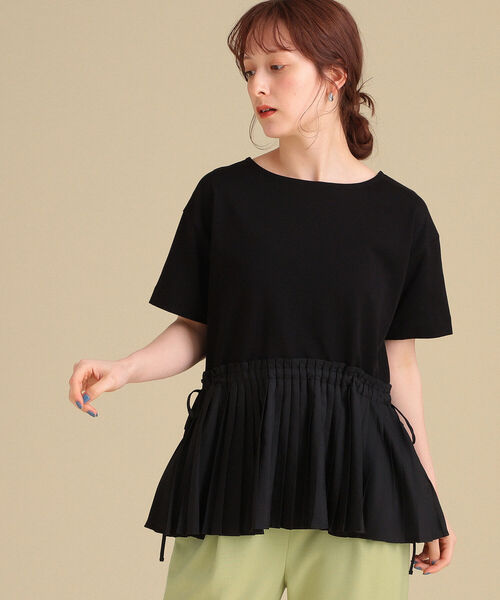 Ray BEAMS（レイビームス）の「Ray BEAMS / プリーツ キリカエ ドロスト Tシャツ（Tシャツ/カットソー・レディース・ホワイト/ブラック/その他・ONE SIZE）」の3枚目の写真