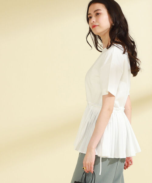 Ray BEAMS（レイビームス）の「Ray BEAMS / プリーツ キリカエ ドロスト Tシャツ（Tシャツ/カットソー・レディース・ホワイト/ブラック/その他・ONE SIZE）」の18枚目の写真