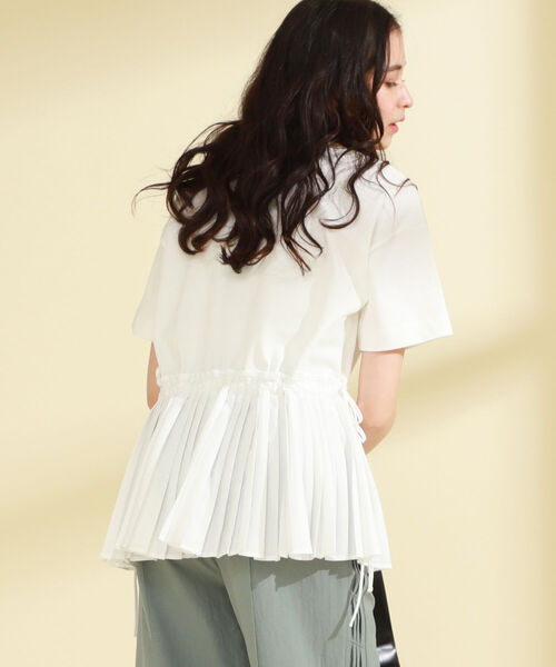 Ray BEAMS（レイビームス）の「Ray BEAMS / プリーツ キリカエ ドロスト Tシャツ（Tシャツ/カットソー・レディース・ホワイト/ブラック/その他・ONE SIZE）」の19枚目の写真