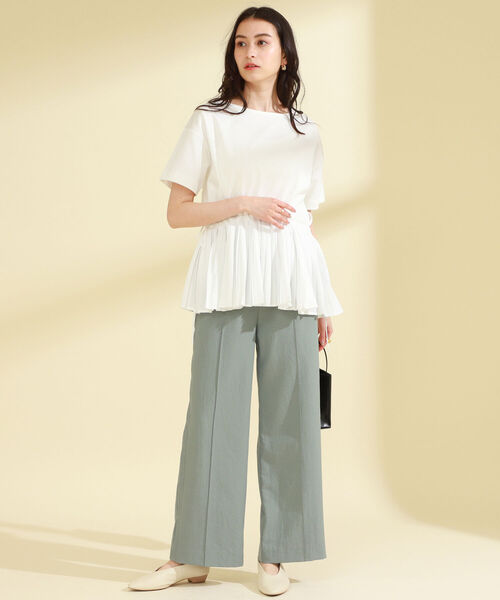 Ray BEAMS（レイビームス）の「Ray BEAMS / プリーツ キリカエ ドロスト Tシャツ（Tシャツ/カットソー・レディース・ホワイト/ブラック/その他・ONE SIZE）」の4枚目の写真