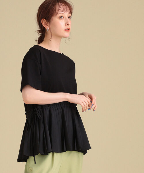 Ray BEAMS（レイビームス）の「Ray BEAMS / プリーツ キリカエ ドロスト Tシャツ（Tシャツ/カットソー・レディース・ホワイト/ブラック/その他・ONE SIZE）」の6枚目の写真